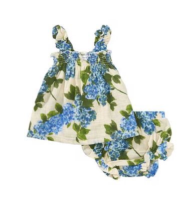 Watercolor Hydrangeas Ruffly Strap Top &amp; Bloomer