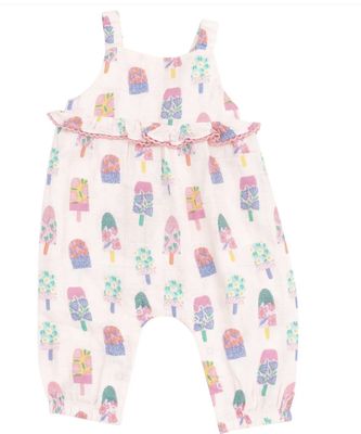 Floral Popsicles Ruffle Waist Romper