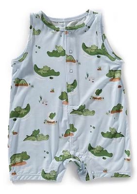 Alligator Blue Sleeveless Shortie Romper