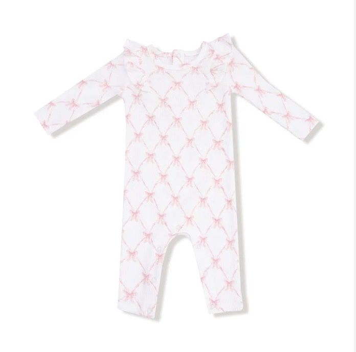 Ribbon Bow Trellis L/S Ruffle Romper