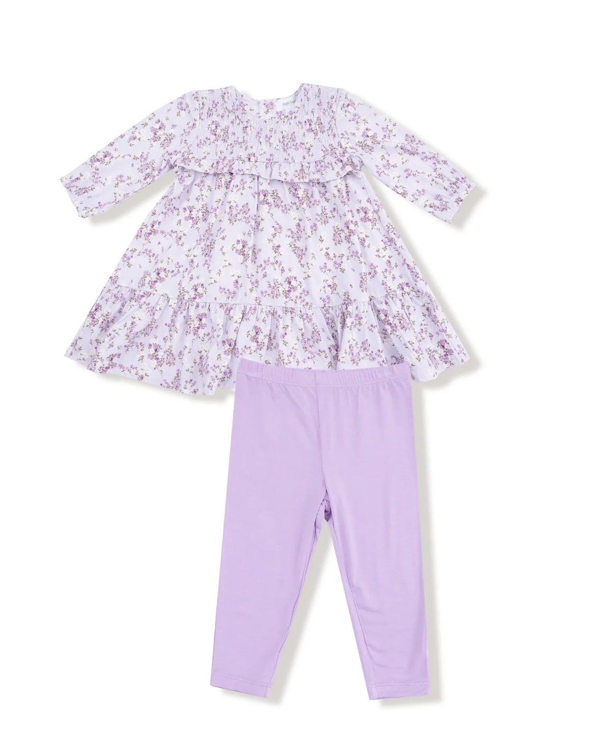 Sweet Dream Florals Smocked Ruffle L/S Dress +  Leggings
