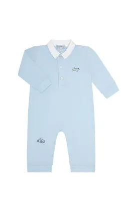 Mini Voyages Embroidery Romper Blue