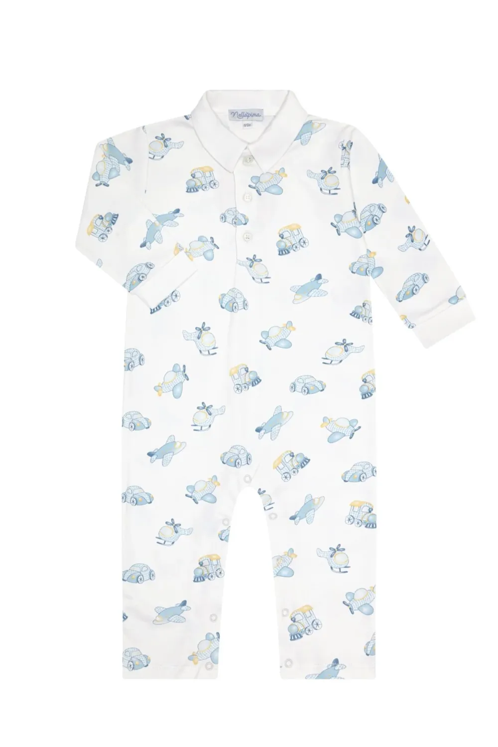 Mini Voyages Romper Long Sleeve Blue with collar