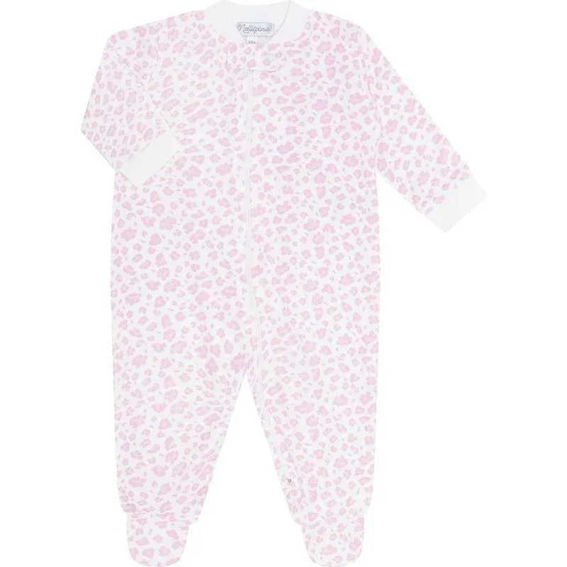 Pink cheetah Print Zipper Footie