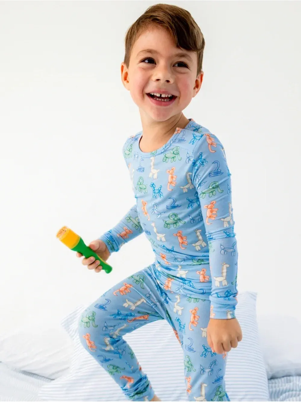 Blue Party Animals Glow in the Dark Modal L/S Pajama Set