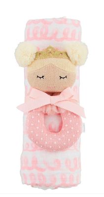 Swirl Swaddle and Rattle