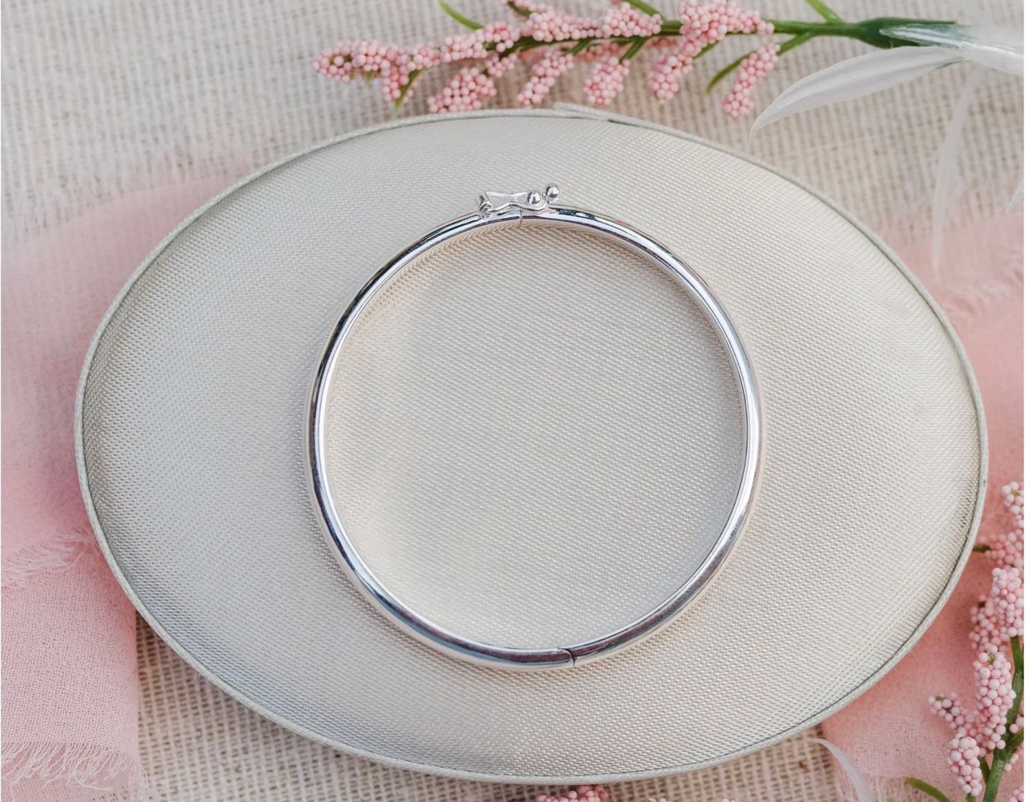 Classic Silver Bangle Bracelet (Large 6-12 Years)