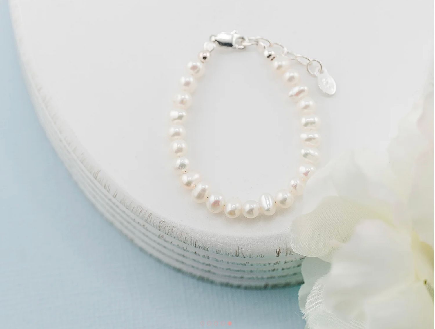 Girls Sterling Silver Dainty Pearl Bracelet