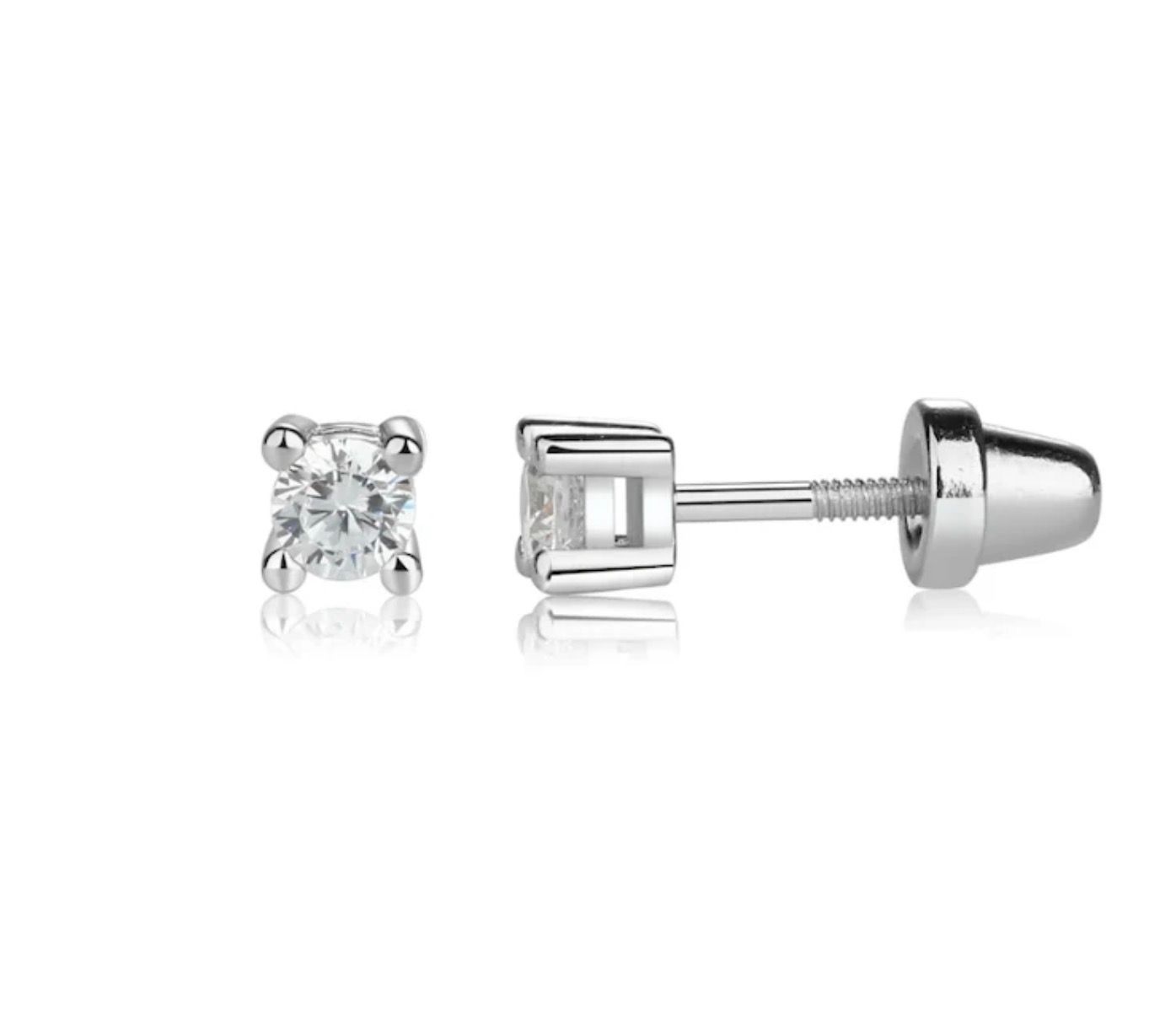 Sterling Silver Clear CZ Stud Earrings