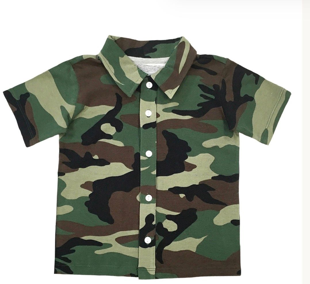Tri Star Camo Boy Collar Shirt