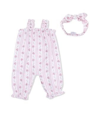 Winding Roses Stripe Ruffly Strap Overall