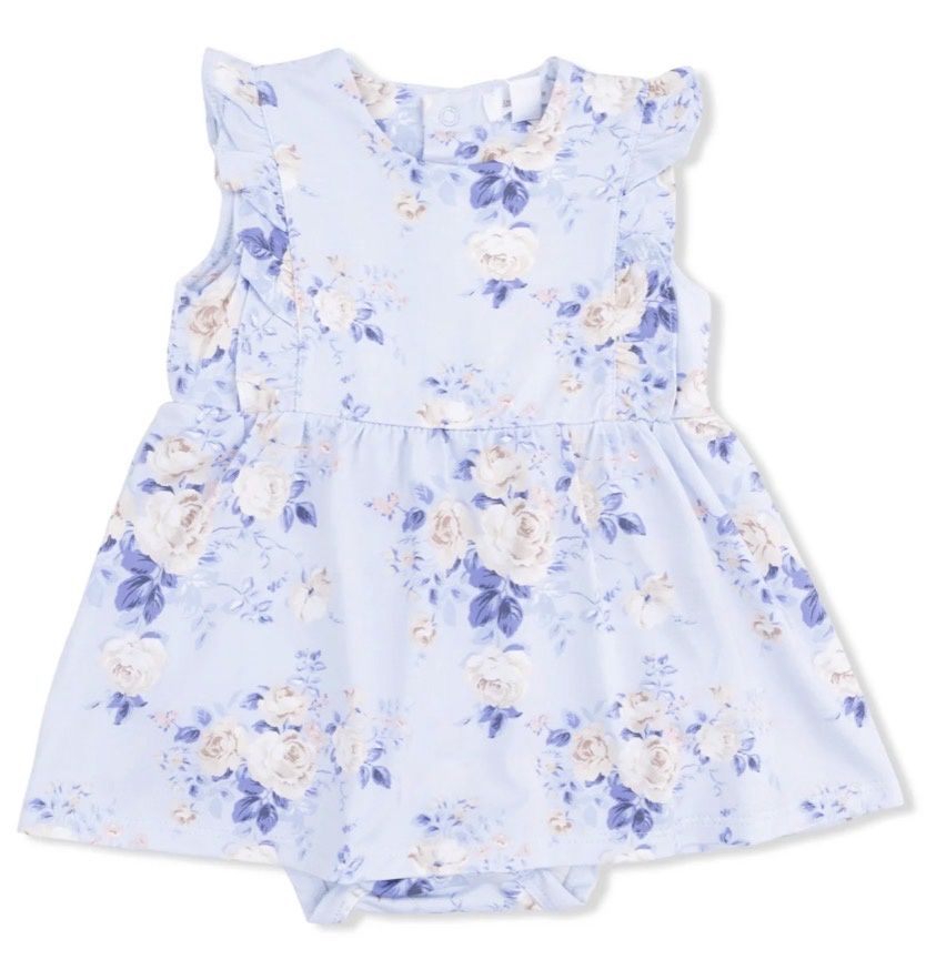 Ashley Rose Floral Ruffle Bodysuit Dress