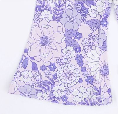 Lacy Lavender Floral Peplum Tank Top W/Baby Bells