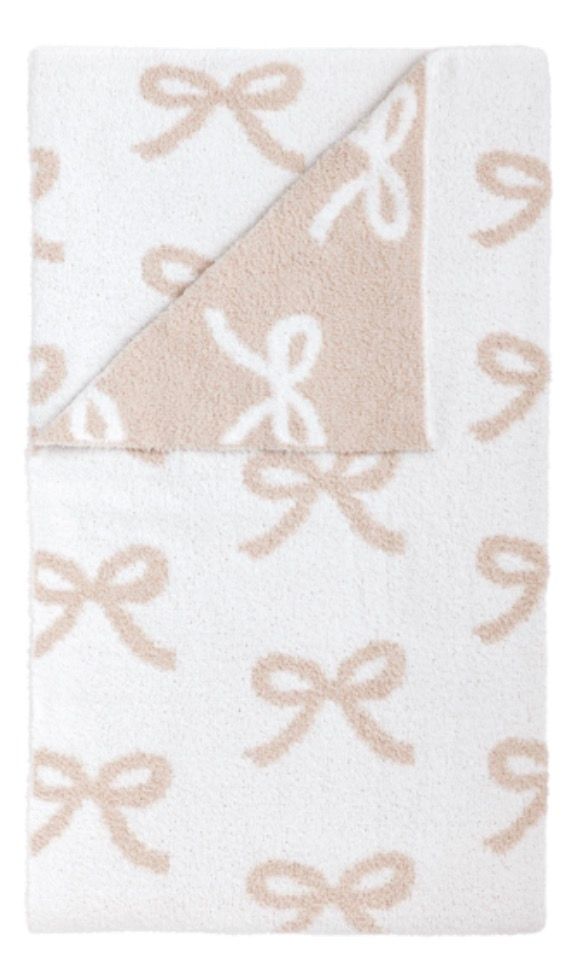 Taupe Chenille Bow Blanket