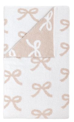 Taupe Chenille Bow Blanket