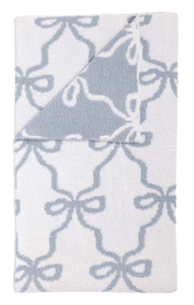 Blue Chenille Bow Blanket