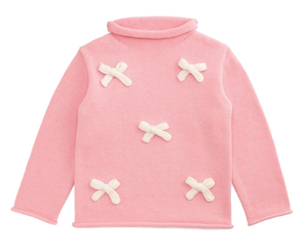 Pink Bow Roll Neck Sweater