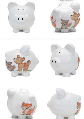 Woodland Handpainted Piggy Bank
