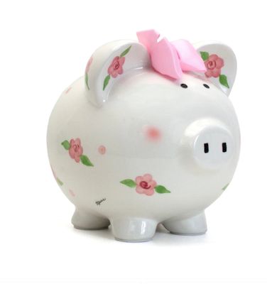Handpainted Floral Piggy Bank