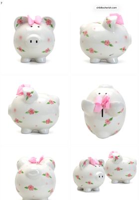 Handpainted Floral Piggy Bank