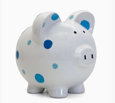 Blue Polka Dot Piggy Bank