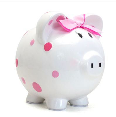 Pink Polka Dot Piggy Bank