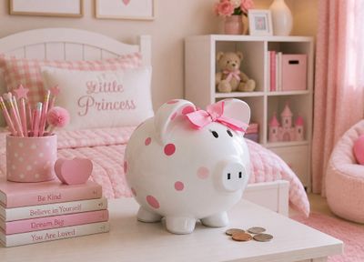 Pink Polka Dot Piggy Bank