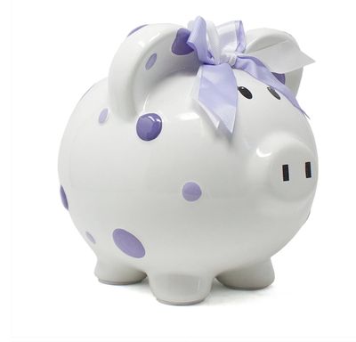 Purple Polka Dot Piggy Bank