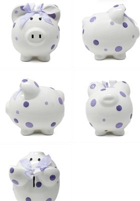 Purple Polka Dot Piggy Bank
