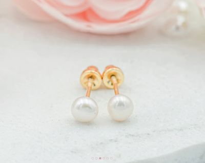 14K Gold-Plated White Pearl Earrings