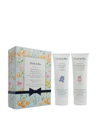 Baby Bath &amp; Massage Set Blue Flowers