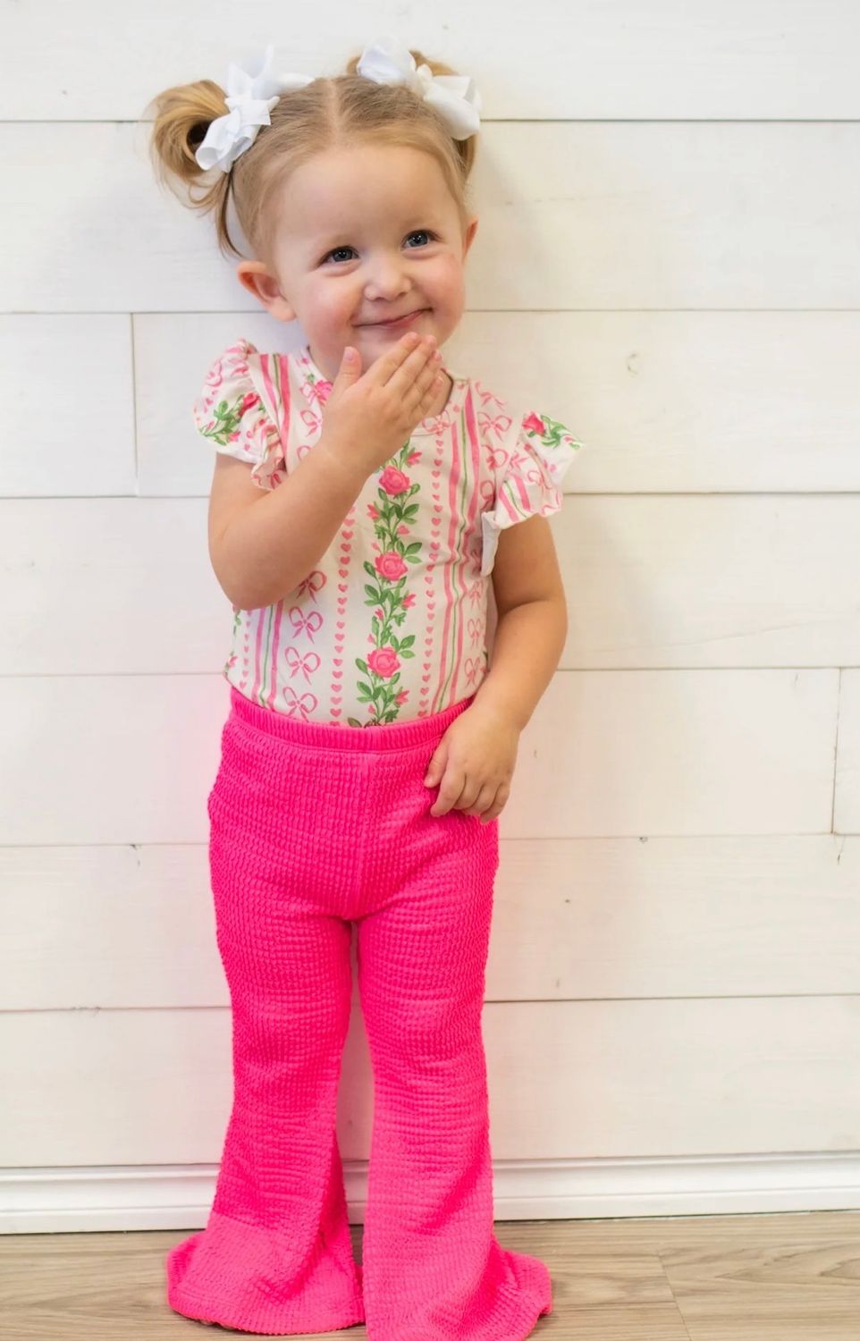 Neon Pink Tee And Bell Pant Set