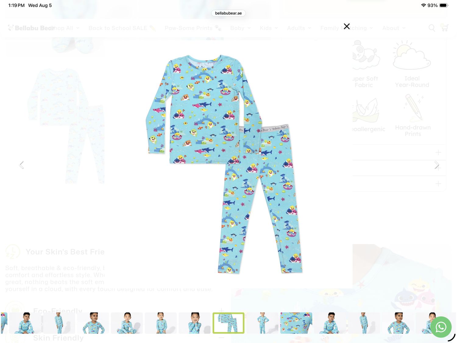 Baby Shark Bamboo Kids Pajama Short Set