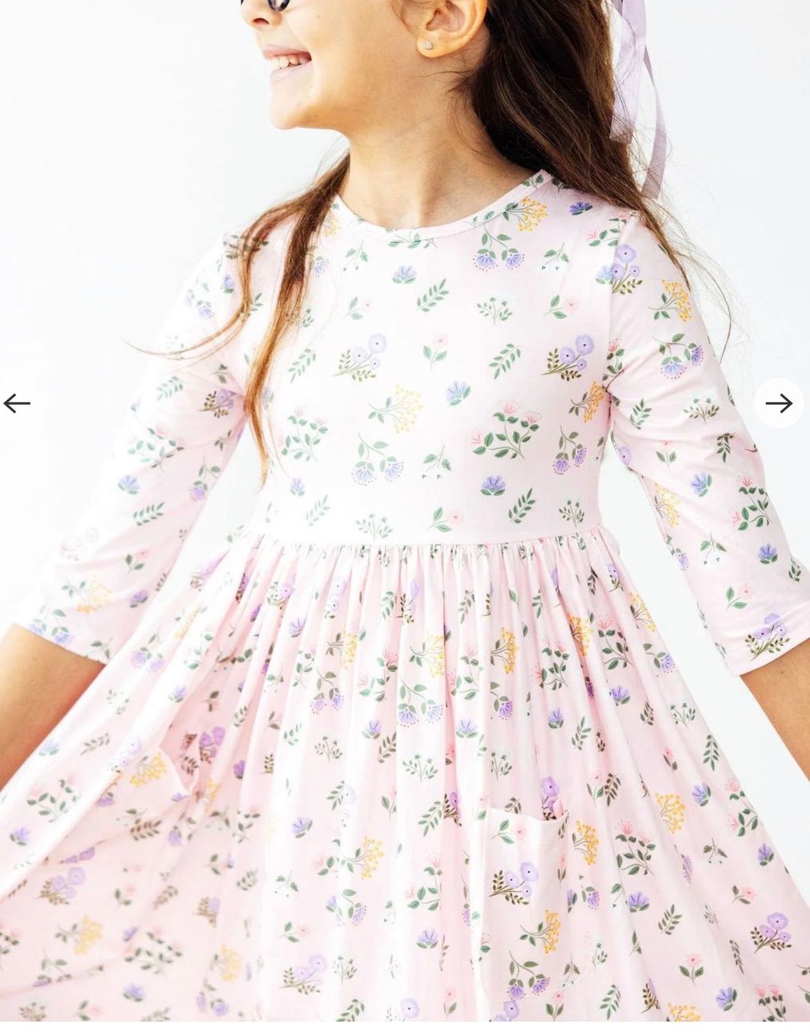 Pastel Petals 3/4 Sleeve Dress