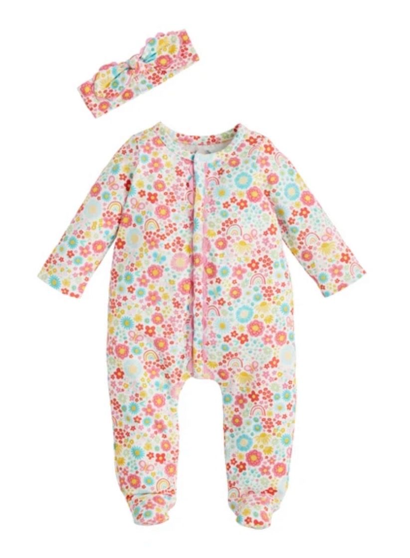 Rainbow Floral Sleeper &amp; Headband Set