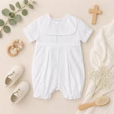 Embroidered Cross Christening Romper