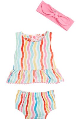Rainbow Stripe Reversible Swimsuit 3Pc