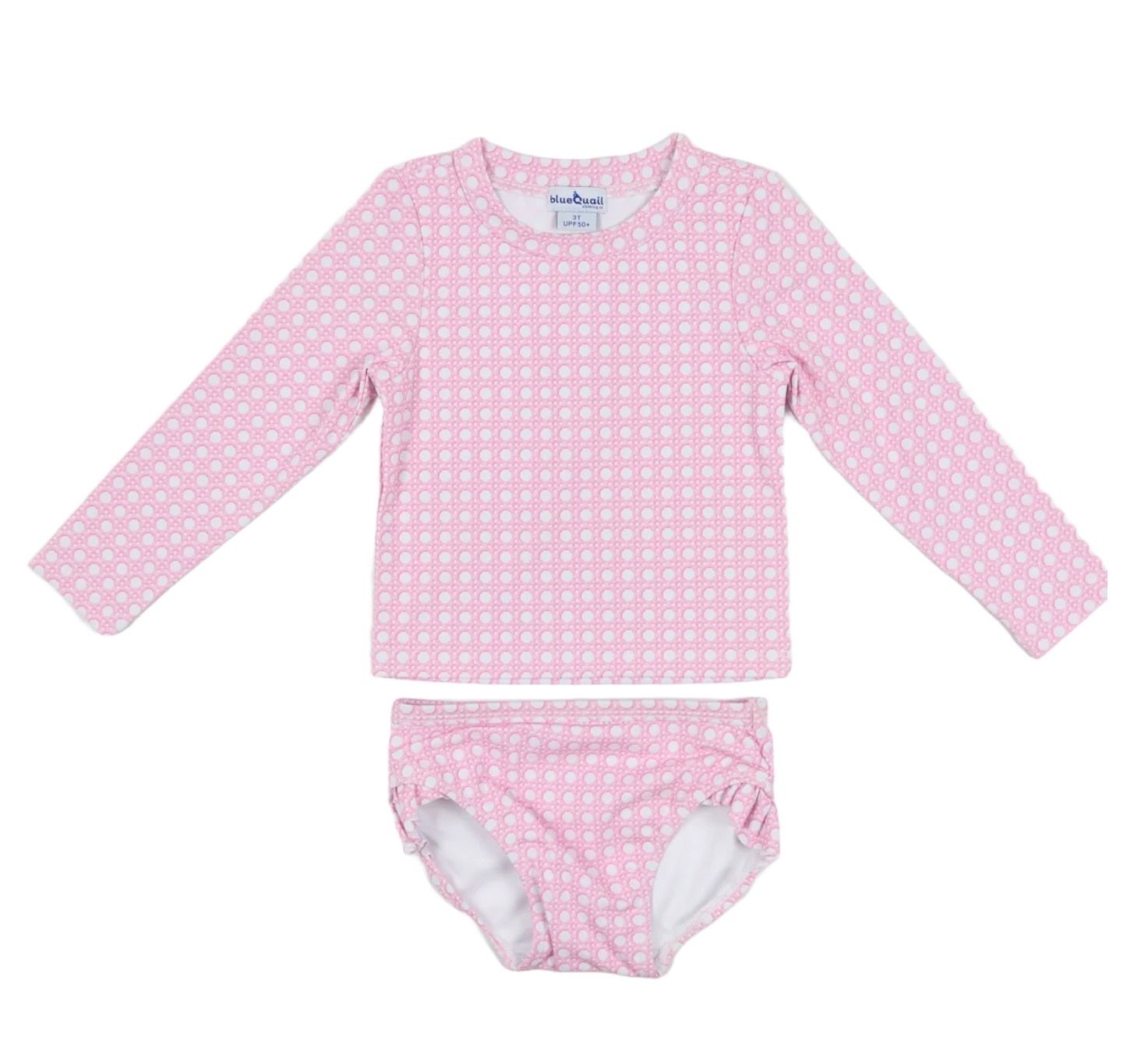 Pink Cane Lattice Girls’ Swimsuit
