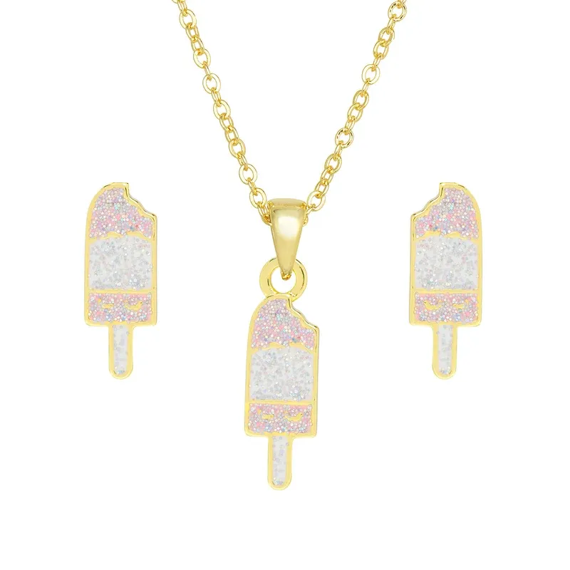 Glitter Ice Cream Necklace and Earring Set