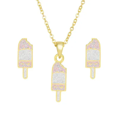 Glitter Ice Cream Necklace and Earring Set