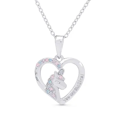 "You Are Magical" Unicorn Heart Necklace in Sterling Silver