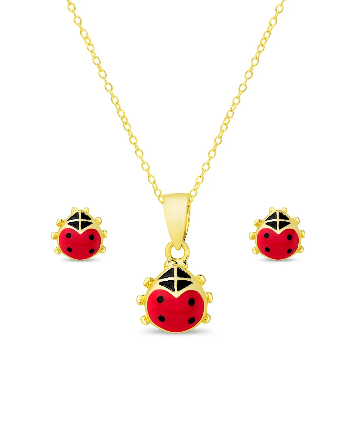 Ladybug Pendant &amp; Stud Earrings Set