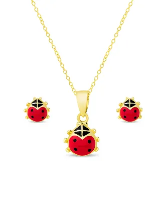 Ladybug Pendant &amp; Stud Earrings Set