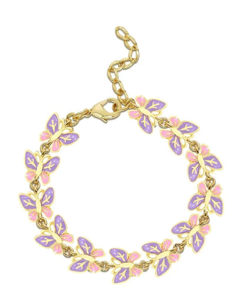Butterfly Link Bracelet (Pink&amp;Purple)
