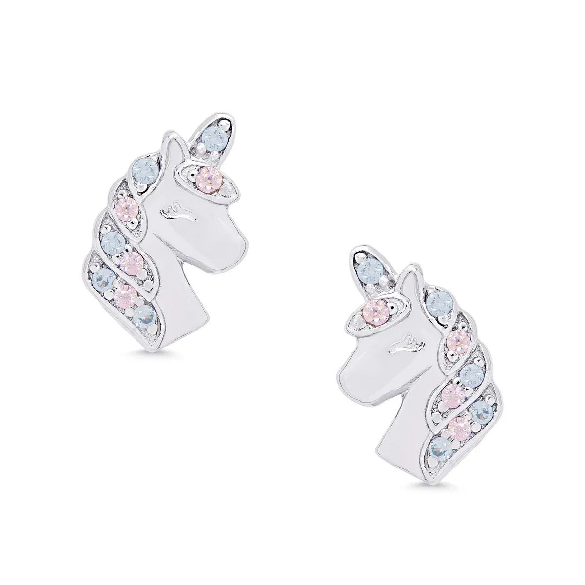 Unicorn Stud Earrings in Sterling Silver(Multi)