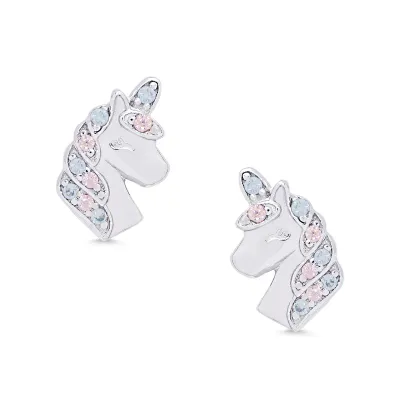 Unicorn Stud Earrings in Sterling Silver(Multi)