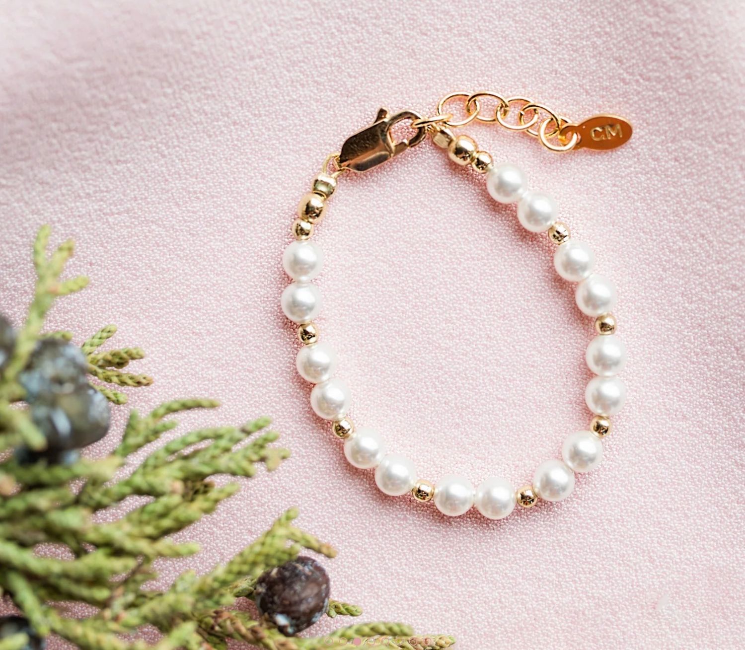 Girls 14K Gold-Plated Pearl Baby Bracelet Children's Jewelry