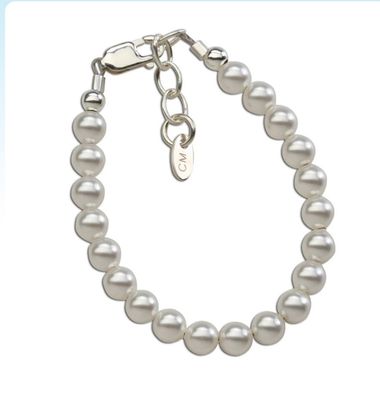 Sterling Silver Baby's 1st Pearls Bracelet Keepsake Gift