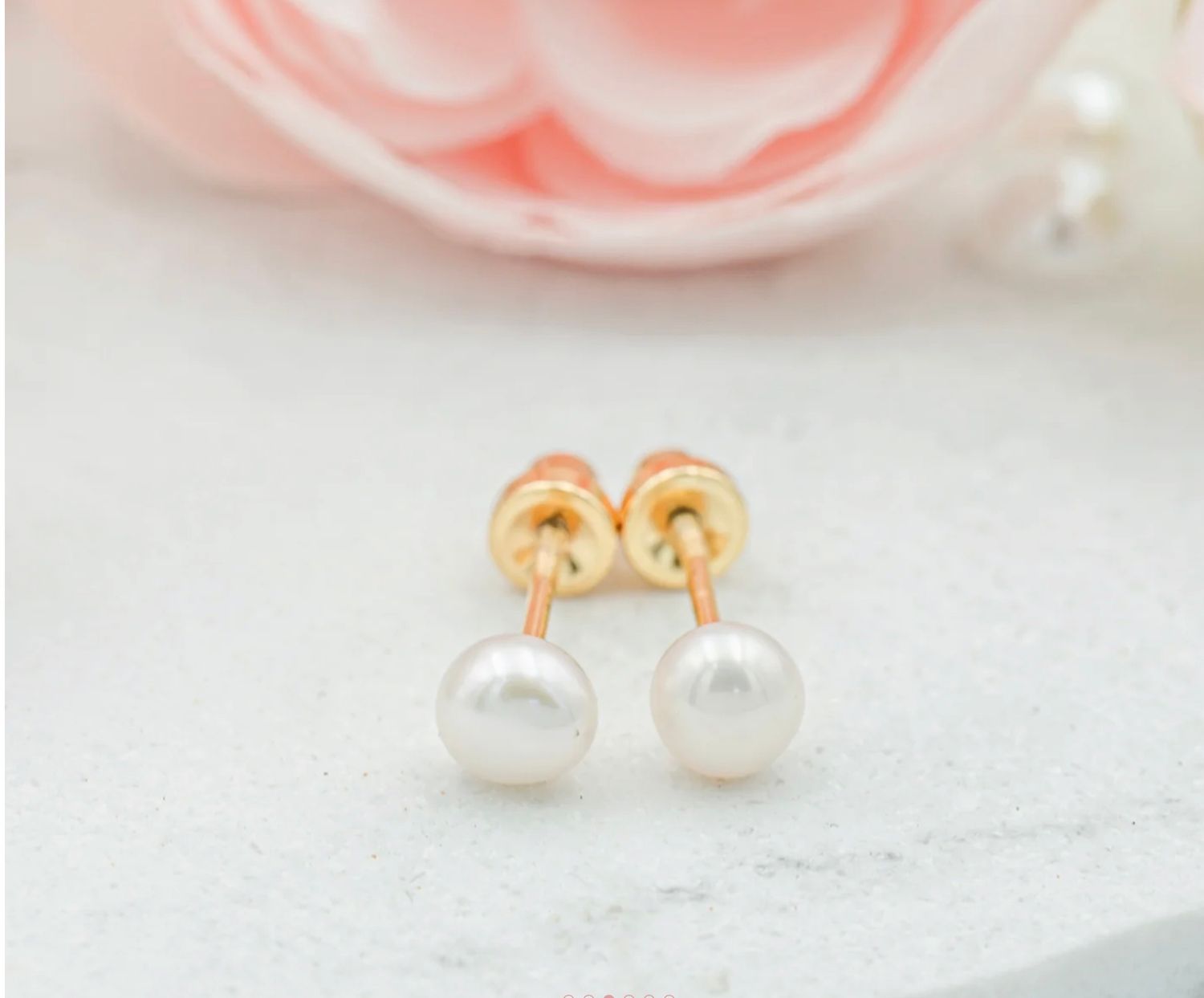 Sterling Silver Screw-Back White Pearl Earrings For Children