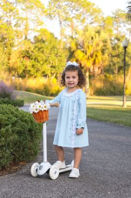 LUCILLE DRESS- LIGHT BLUE BITTY DOT